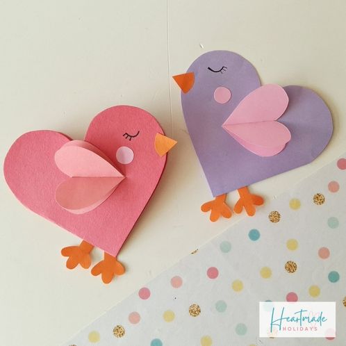 Valentine Heart Bird Card Craft {Free Template}